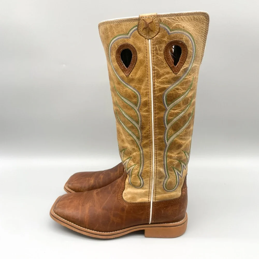 Twisted X Kids Buckaroo Western Boots Brown Tan Leather YBK0007 Size 3.5M